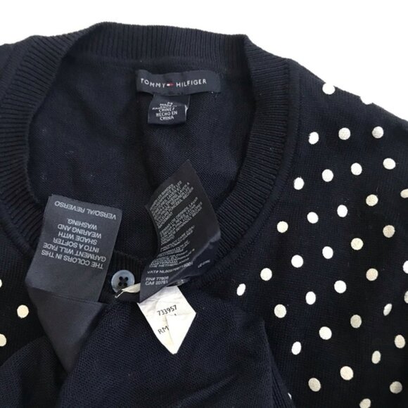 Tommy Hilfiger Polka Dot Cotton Cardigan Sweater Cardi Knit Top Jacket Preppy M - Picture 3 of 8